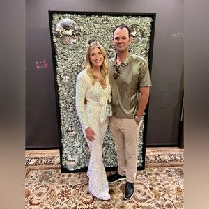 Show Me Your Mumu white sequin jumpsuit, size medium